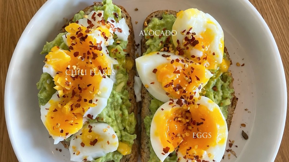 Avocado Toast with Jammy Eggs & Chili Flakes