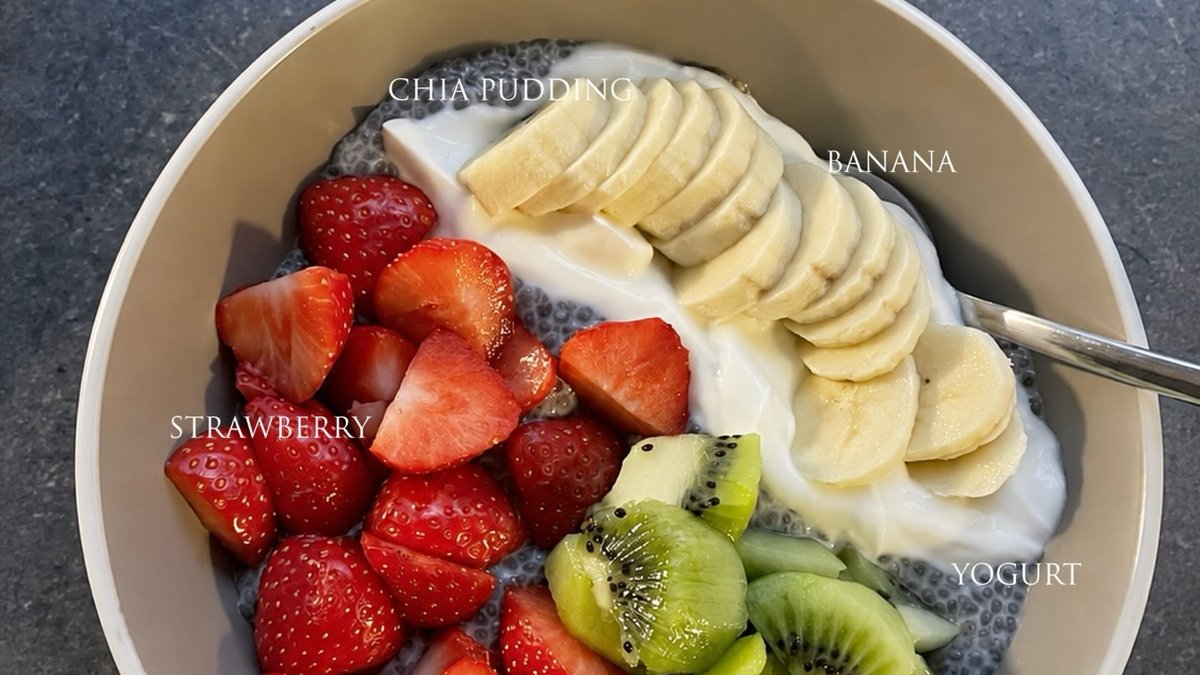Strawberry Banana Kiwi Chia Yogurt Bowl