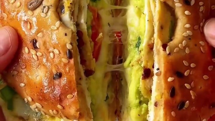 Chilli Oil Egg and Avocado Bagel Sandwich