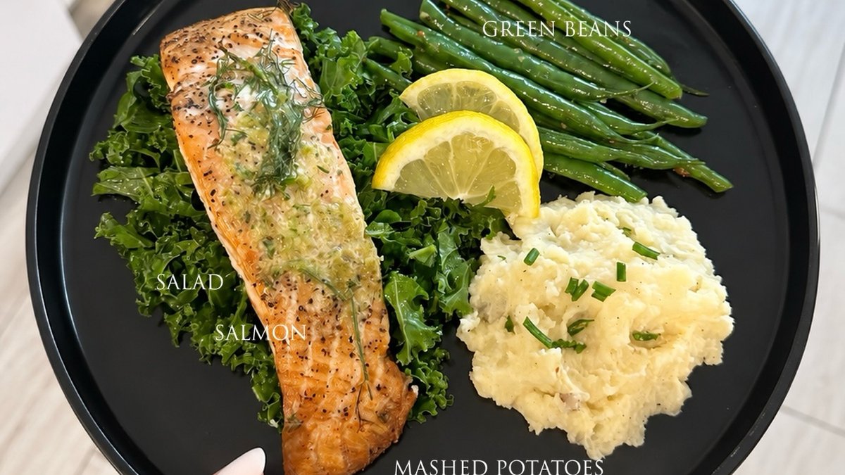 Herbed Salmon with Kale Salad & Chive Mash
