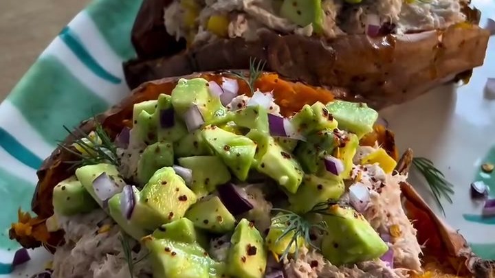 Stuffed Sweet Potatoes with Tuna and Avocado
